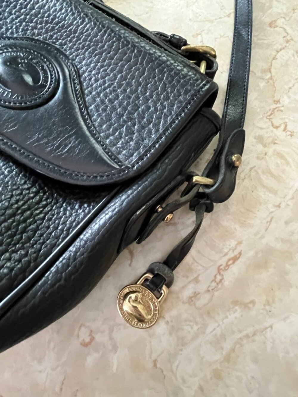 VTG Dooney & Bourke Top Handle Crossbody Black Pebbled Leather - Picture 5 of 10